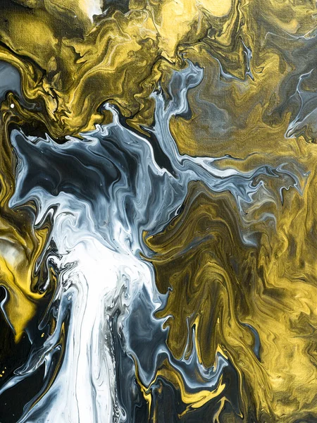 Zlaté Černé Kreativní Abstraktní Ručně Malované Pozadí Mramorová Textura Abstraktní — Stock fotografie