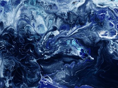 Soyut sanat mavisi yaratıcı el boyası arka plan, tuvalin üzerinde sıvı akrilik resim, akrilik resim. Çağdaş sanat.