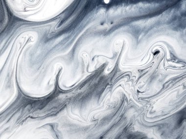 Siyah ve beyaz soyut el boyası arka plan, mermer dokular, akrilik boya. Modern sanat. Çağdaş sanat.