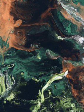 Soyut resim, yeşil el boyası arka plan, mermer ve fırça dokusu, akrilik boya. Modern sanat. Çağdaş sanat.