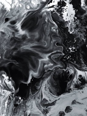 Siyah ve beyaz yaratıcı tablo, soyut el boyası arka plan, mermer dokular, akrilik boya. Modern sanat. Çağdaş sanat.