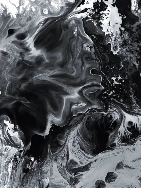 Siyah ve beyaz yaratıcı tablo, soyut el boyası arka plan, mermer dokular, akrilik boya. Modern sanat. Çağdaş sanat.