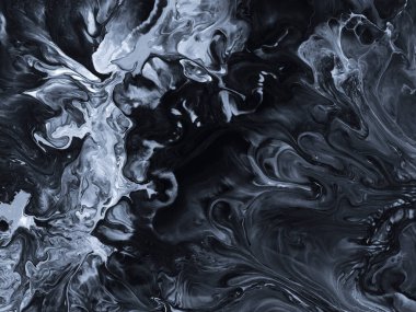 Siyah ve beyaz yaratıcı tablo, soyut el boyası arka plan, mermer dokular, akrilik boya. Modern sanat. Çağdaş sanat.