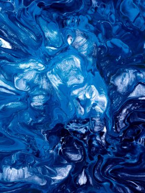 Mavi, soyut el boyası arka plan, mermer dokular, soyut okyanus, tuval üzerinde akrilik boya. Modern sanat. Çağdaş sanat.