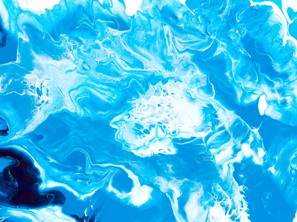 Синяя Волна Творческий Фон Мраморная Фактура Океан Акриловая Живопись Кантах — стоковое фото