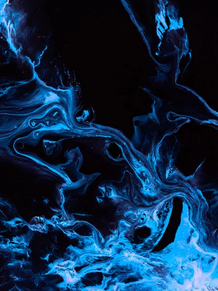 Neon Blå Kreativ Abstrakt Handmålad Bakgrund Marmor Konsistens Abstrakt Hav — Stockfoto