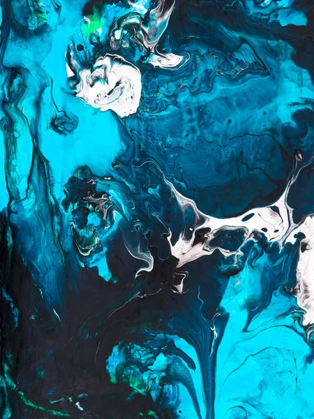 Blaue Kreative Abstrakte Handbemalte Hintergrund Marmor Textur Pinselstrich Acrylmalerei Auf — Stockfoto