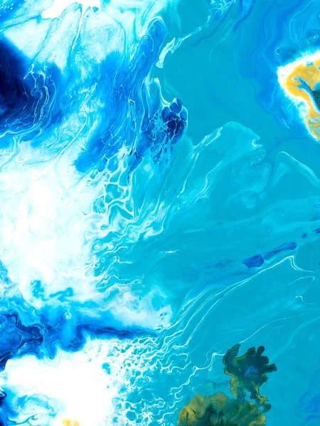 青い波 創造的な抽象的な手の背景 ブラシの質感 抽象的な海 キャンバス上のアクリル絵具を描いた 現代美術 現代美術 — ストック写真
