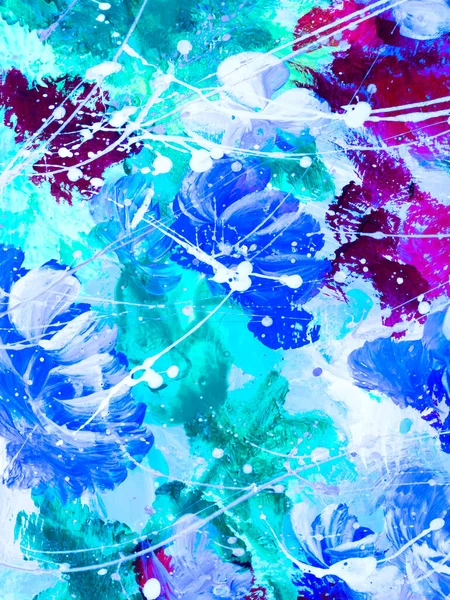 Abstrakt Neon Blommor Kreativ Abstrakt Handmålad Bakgrund Akryl Målning Duk — Stockfoto