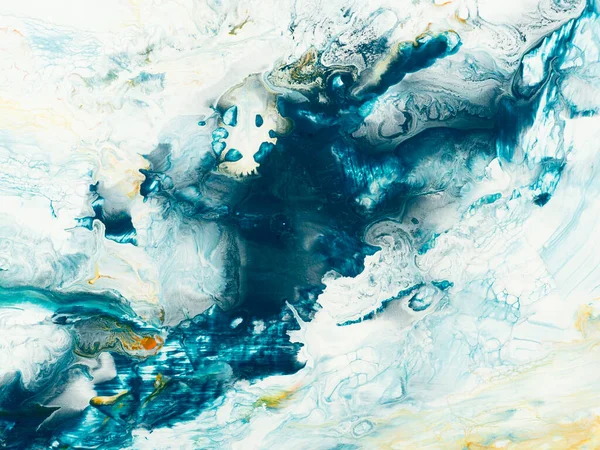 青の創造的な抽象的な手の背景を描いた キャンバス上のアクリル絵具 現代美術 — ストック写真