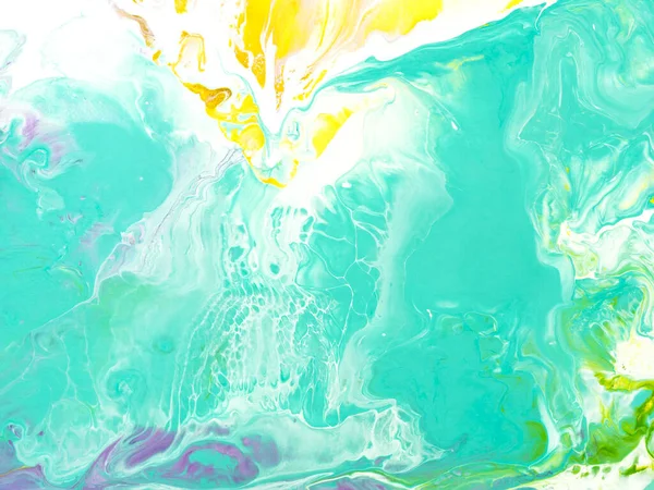 Zielony Turkusowy Abstrakcyjny Kreatywny Tło Malowane Ręcznie Płynna Sztuka Faktura — Zdjęcie stockowe