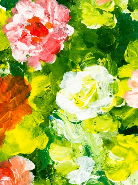 Peinture Abstraite Fleurs Lumineuses Dessin Original Main Style Impressionnisme Texture — Photo