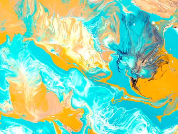 Modré Oranžové Kreativní Abstraktní Ručně Malované Pozadí Tekuté Umění Mramorová — Stock fotografie