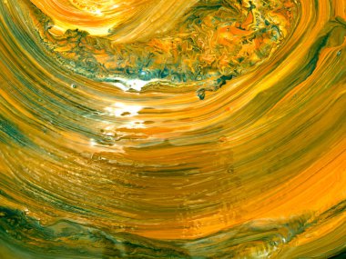 Turuncu ve zümrüt fırça darbeleri soyut el yapımı arka plan, tuvalde akrilik boya. Modern sanat. Çağdaş sanat.