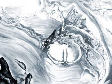 Siyah ve beyaz resim, yaratıcı el boyası arka plan, mermer doku, soyut okyanus, tuvaldeki akrilik resim. Modern sanat. Çağdaş sanat.