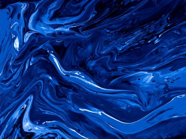 Abstract blue creative hand painted background, fluid art, marble texture, abstract ocean, acrylic painting on canvas. Modern art.  