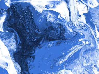 Mavi soyut fantastik dalga, yaratıcı el boyası arka plan, mermer ve fırça dokusu, soyut okyanus, akrilik resim. Çağdaş sanat.