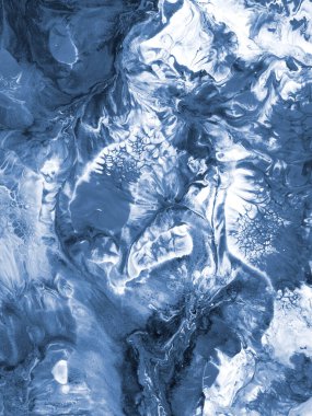 Mavi soyut el boyalı arka plan, tuval üzerine sıvı akrilik boyama. Çağdaş sanat.