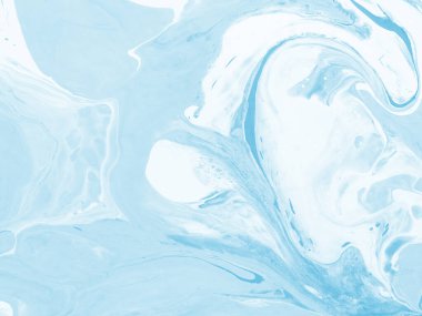 Mavi soyut el boyası arka plan, kış manzarası, tuvaldeki sıvı akrilik resim. Çağdaş sanat.