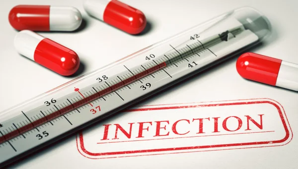 Lékařská koncepce, infekce a vysoká teplota — Stock fotografie