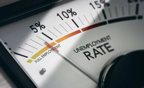 Illustration Unemployment Rate Metric Showing Area Less Percent Full Employment — Stock Photo, Image