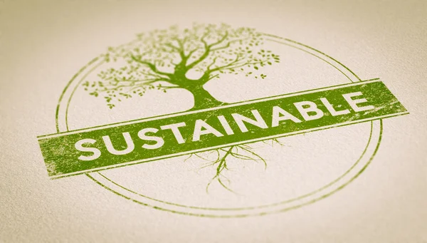 Sustainable Stamp over PAper — Stock Photo, Image