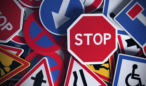 French Road Signs, Safety — Stock Photo, Image