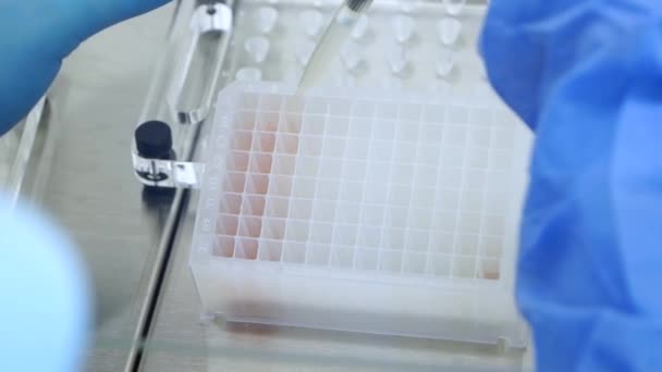 Test PCR pobierający próbkę z tubki koronawirusa — Wideo stockowe
