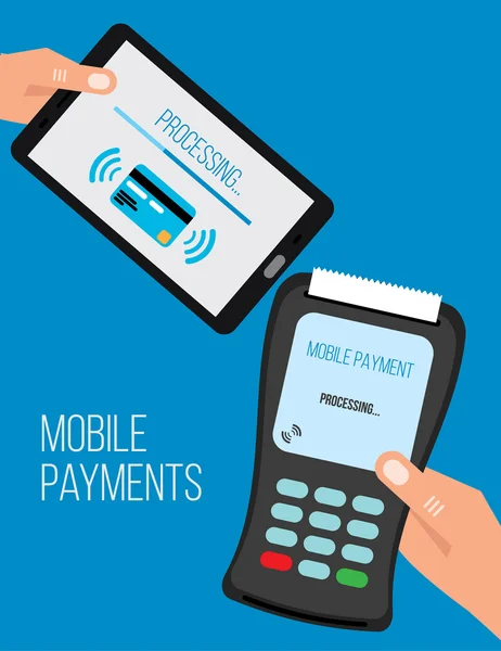 Mobiles Bezahlen mit Smartphone-Kommunikationstechnologie-Konzept — Stockvektor