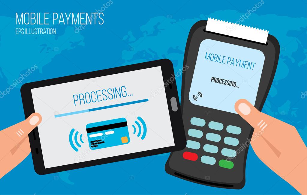 Mobile payments with smartphone communication technology concept