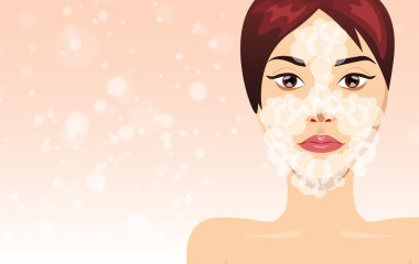 Fresh beautiful woman face washes process, vector clipart