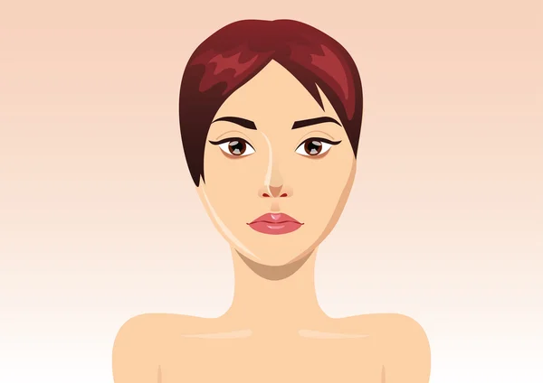 Fraîche belle femme visage vecteur illustration, concept de soins de santé — Image vectorielle