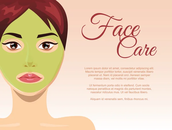 Conceito de cuidados com a pele com máscara de argila facial, ilustração vetorial — Vetor de Stock