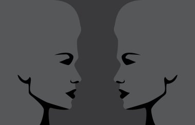 İki kadın vektör illüstrasyon kavramsal, birbirine bakacak