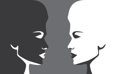 İki farklı kadın kavramsal vektör, birbirlerine karşı