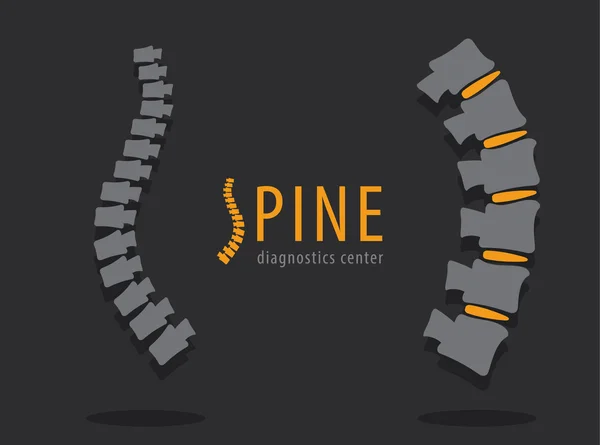 Spine with disc, medical conceptual diagnostics center vector — Stock Vector