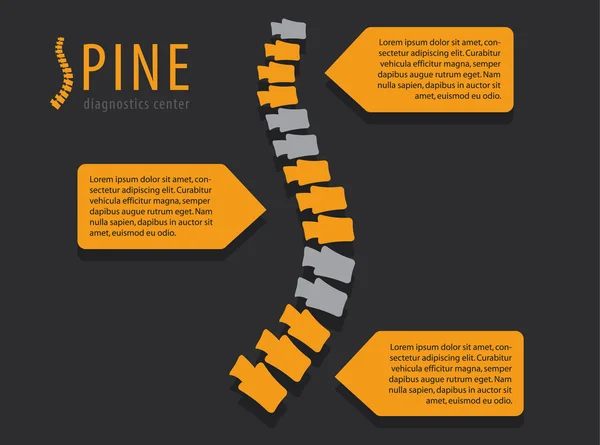 Anatomia del dolore spinale, infografica vettoriale concettuale medica con logo — Vettoriale Stock