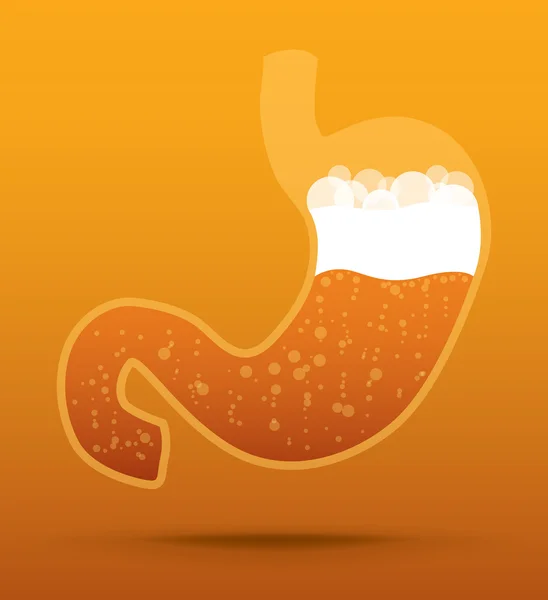 Icono de vector estomacal con cerveza, concepto de nutrición — Vector de stock