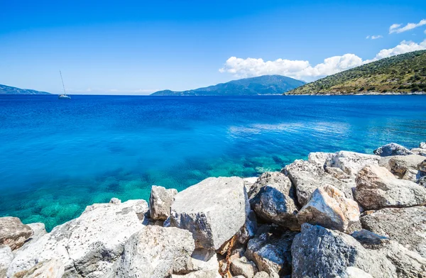 Vista mare e isole paesaggio durante l'estate, Cefalonia Grecia — Foto Stock