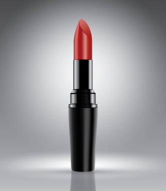 Kırmızı ruj, reklam için gri vektör çizim şablonu