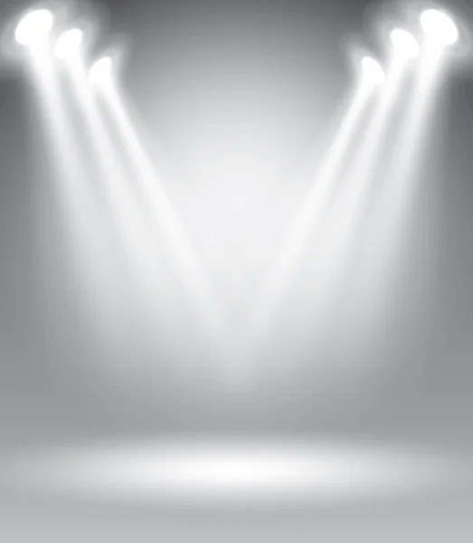 Escenario iluminado con luces escénicas plantilla de ilustración vectorial para publicidad — Vector de stock
