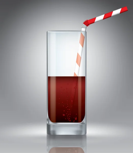 Glas met coke op grijs vector illustratie sjabloon voor reclame — Stockvector