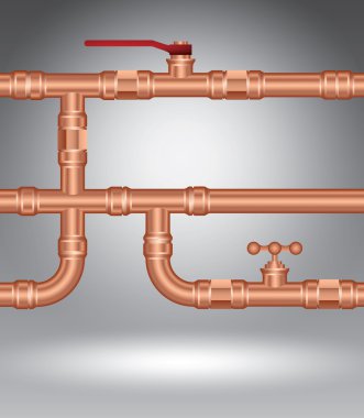 Bakır borular, reklam için gri vektör çizim şablonu