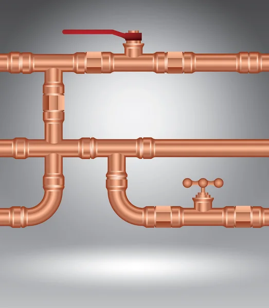 Мідні труби на сірому Векторні ілюстрації шаблон для реклами — стоковий вектор