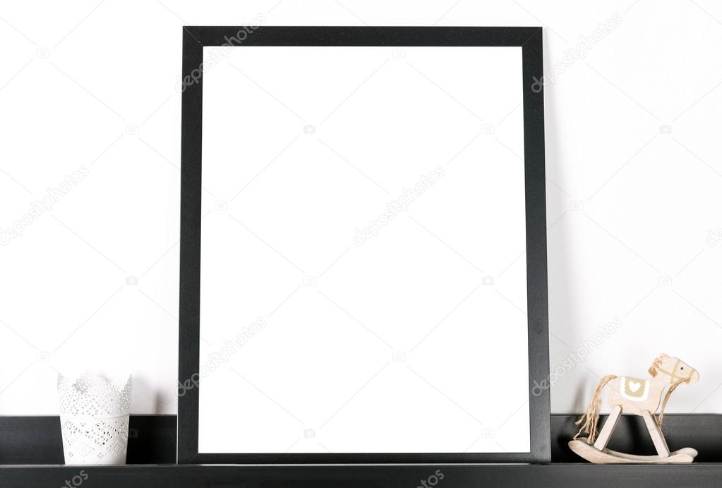 Mock up poster frame in home interior background