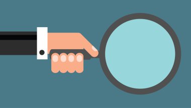 Büyüteç, düz tasarlamak vektör ile işadamı