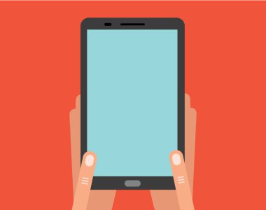 el ile tablet ekran arka, düz tasarlamak vektör