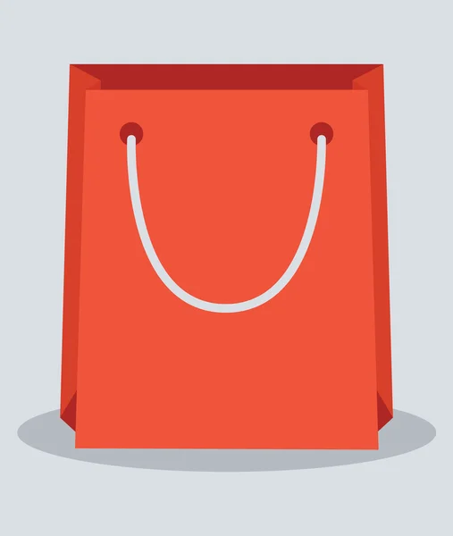 Red shopping paper bag, flat design vector — Stock Vector