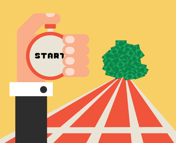 Way to money success  business concept, flat design vector