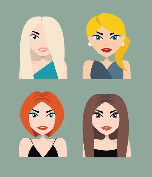 Set of business woman faces vector illustration — Stock Vector